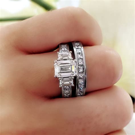 emerald cut engagement ring with chanel set diamonds|channel set engagement rings.